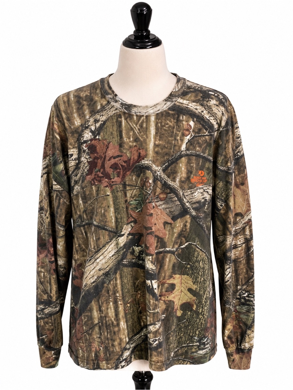 Mossy Oak Long-Sleeve Woodland Camo Tee in Green/Brown